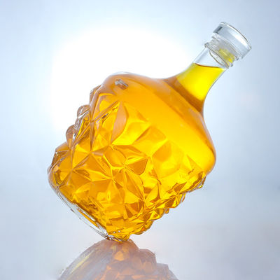 Garrafa de vidro redonda de decal claro ou personalizado para rum vodka uísque tequila gin