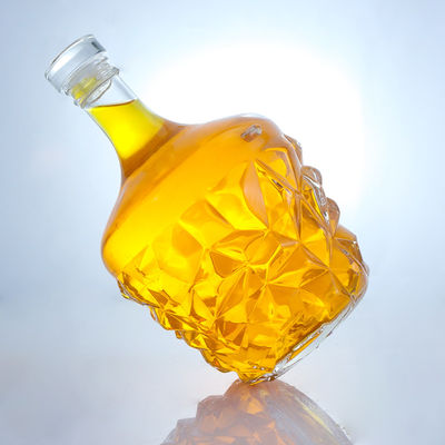 Garrafa de vidro redonda de decal claro ou personalizado para rum vodka uísque tequila gin