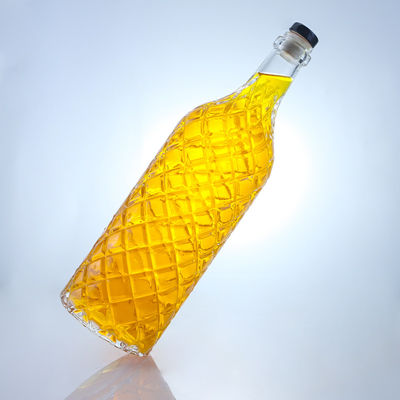 Colarinho de vidro Super Flint Rum em relevo Vodka Whiskey Tequila Gin Botelho com Cortiça