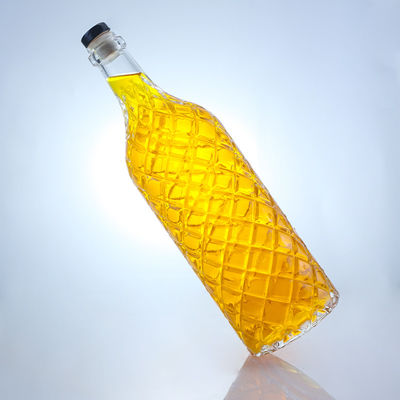 Colarinho de vidro Super Flint Rum em relevo Vodka Whiskey Tequila Gin Botelho com Cortiça