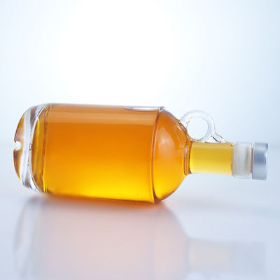750 ml garrafa de bebidas alcoólicas de vidro para vodka rum tequila com anel de manuseio no pescoço e tampão de cortiça