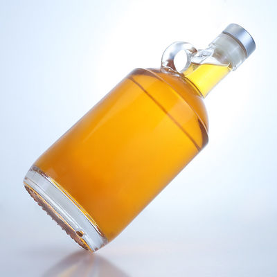 750 ml garrafa de bebidas alcoólicas de vidro para vodka rum tequila com anel de manuseio no pescoço e tampão de cortiça