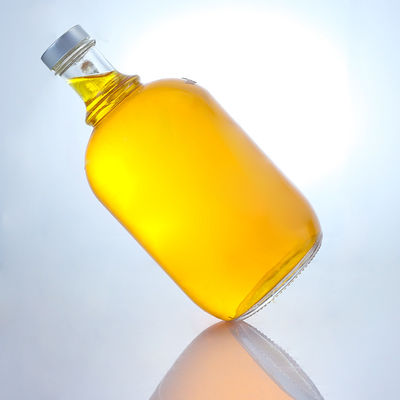 Logotipo personalizado Botella de vidro de forma redonda com alça e tampa de parafuso