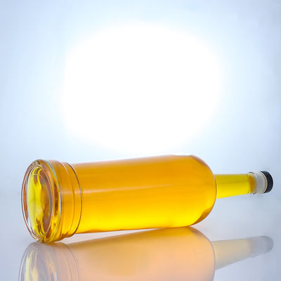Base de vidro Forma redonda Logotipo personalizável de pescoço comprido Garrafa de bebidas alcoólicas com cortiça