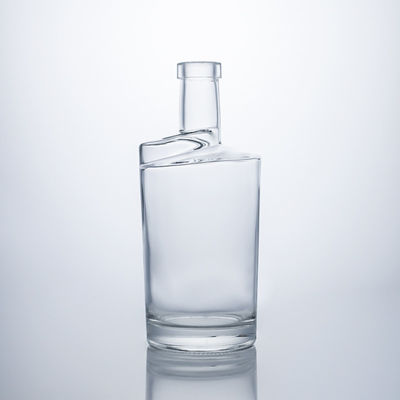 Whisky Rum Gin Garrafa de vidro redonda com rolha de cortiça e logotipo personalizado