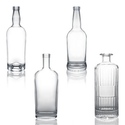 Garrafa de vidro de 700 ml clara ou personalizada para licor rum vodka uísque tequila e gin
