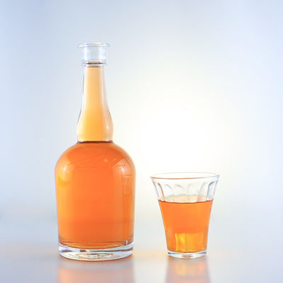 Tequila Rum Champagne Brandy Whisky Garrafa de vidro com pescoço longo e superfície decal