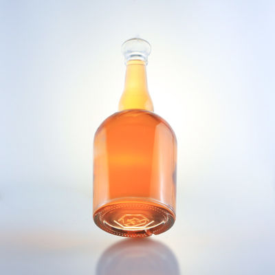 Tequila Rum Champagne Brandy Whisky Garrafa de vidro com pescoço longo e superfície decal