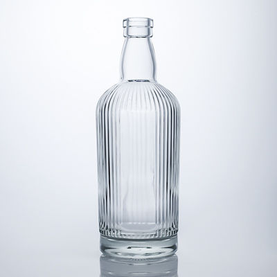 Botella de vidro redonda de 750 ml com risca e rolha para rum Vodka Whisky Tequila Gin