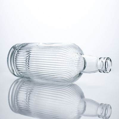 Botella de vidro redonda de 750 ml com risca e rolha para rum Vodka Whisky Tequila Gin