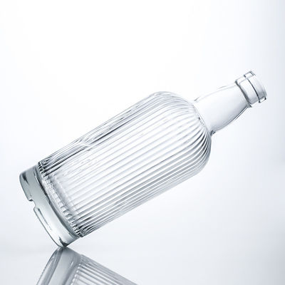 Botella de vidro redonda de 750 ml com risca e rolha para rum Vodka Whisky Tequila Gin