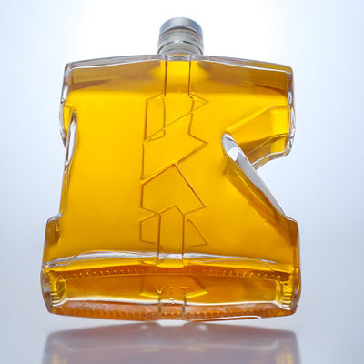 Garrafa de vidro em forma de K Super Flint para Whisky Gin Rum Brandy Spirit Liquor Industrial Cork Top