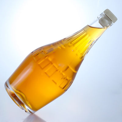 700 ml de garrafa de vidro de flint transparente de design sofisticado para champanhe de forma única e vazia