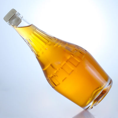 700 ml de garrafa de vidro de flint transparente de design sofisticado para champanhe de forma única e vazia