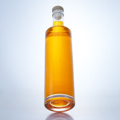 700 ml de garrafa de vidro cilíndrica para brandy whisky gin rum champanhe