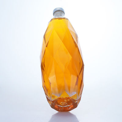 Garrafa de vidro transparente de design exclusivo para Tequila Gin Rum Champagne Brandy Whisky 750ml