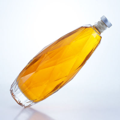 Garrafa de vidro transparente de design exclusivo para Tequila Gin Rum Champagne Brandy Whisky 750ml