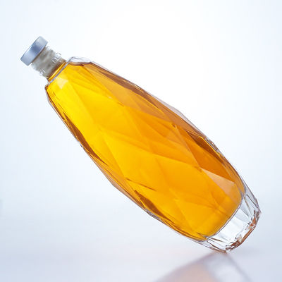 Garrafa de vidro transparente de design exclusivo para Tequila Gin Rum Champagne Brandy Whisky 750ml