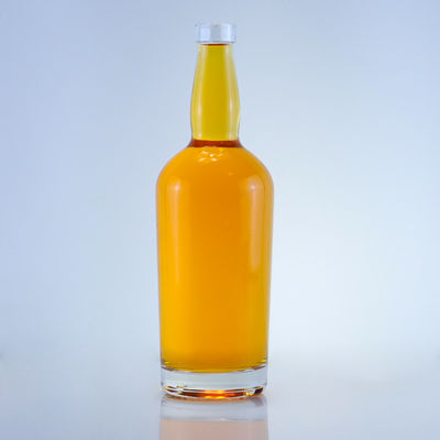 Logotipo personalizado 750 ml garrafa de vidro redonda de pedra clara para gin rum licor de champanhe
