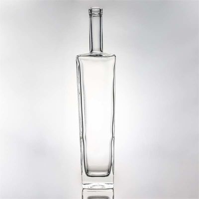 Material do corpo Vidro 1000ml garrafa de uísque em forma quadrada com pedra e cortiça
