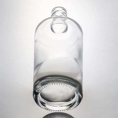 Material do colarinho Vidro 750 ml Botella de pedra transparente em forma redonda para Gin Rum personalizado