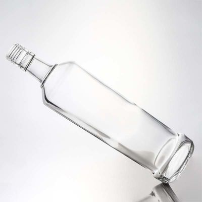 Decal Personalizado em forma redonda 730ml 1000ml Vazio Gin de pedra alta Rum Vodka Whisky Brandy Liquor Garrafa de vidro com vedação de cortiça Tipo