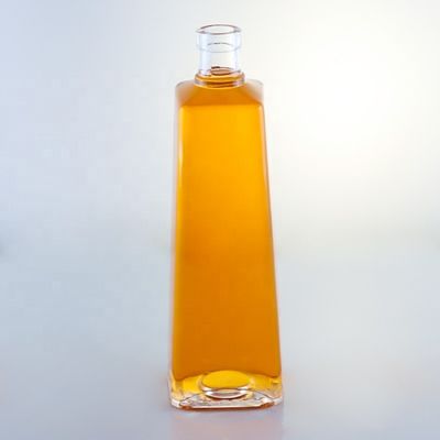 Logotipo personalizado Vidro transparente 750ml garrafa de uísque com cortiça e forma quadrada