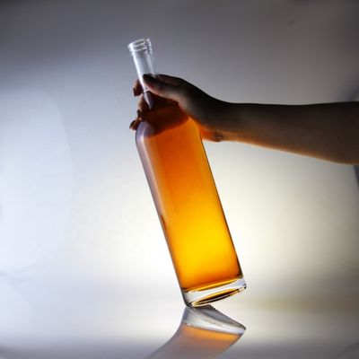 Garrafa de vidro de licor redonda de 75 cl garrafa para tampa de cortiça tipo 1000ml 1750ml Material do colar