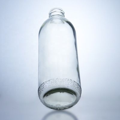Garrafas de vidro transparentes de 1020 ml com tampa de parafuso e forma única