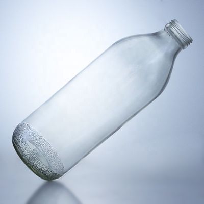 Garrafas de vidro transparentes de 1020 ml com tampa de parafuso e forma única