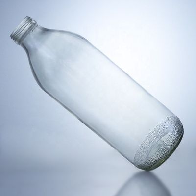 Garrafas de vidro transparentes de 1020 ml com tampa de parafuso e forma única