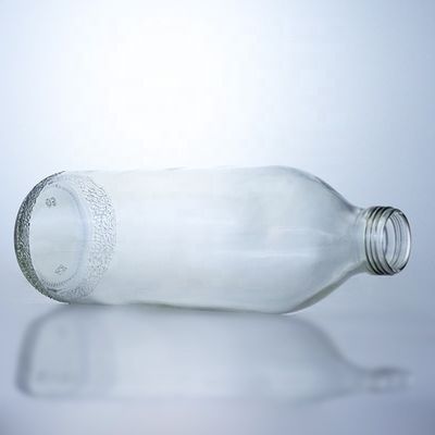 Garrafas de vidro transparentes de 1020 ml com tampa de parafuso e forma única