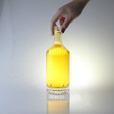 Garrafa de vidro com tampa de parafuso para uísque vodka champanhe tequila gin rum 750 ml 1000 ml transparente