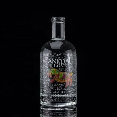 Flint Glass 2022 Design Garrafa de vidro transparente para Gin Whisky Rum Tequila Brandy