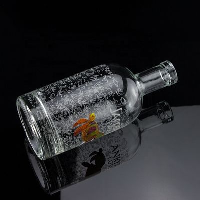 Flint Glass 2022 Design Garrafa de vidro transparente para Gin Whisky Rum Tequila Brandy