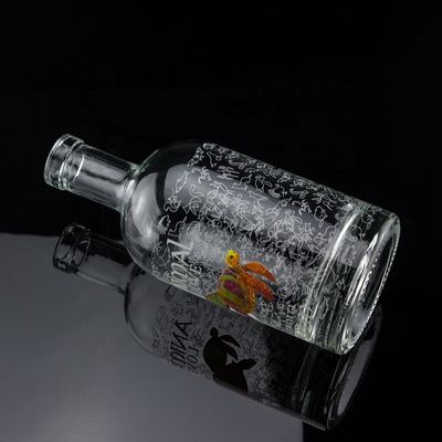 Flint Glass 2022 Design Garrafa de vidro transparente para Gin Whisky Rum Tequila Brandy