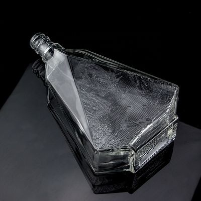 Garrafa de vidro de pedra transparente de fundo espesso para gin uísque rum tequila e brandy 2022 Design