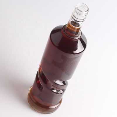 2022 Garrafa de vidro em relevo de fundo grosso Flint claro para gin Whisky Rum Tequila Brandy