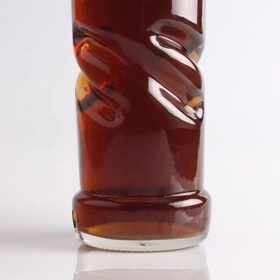 2022 Garrafa de vidro em relevo de fundo grosso Flint claro para gin Whisky Rum Tequila Brandy