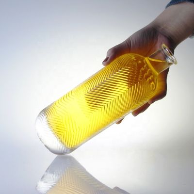 Garrafa de vidro transparente de 750 ml de capacidade extra com gravação de pedra com rolha de 500 ml de capacidade