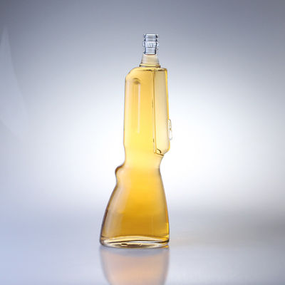 500 ml garrafa de vidro de uísque arma forma molde aberto 700 ml garrafa de vodka para a indústria de bebidas