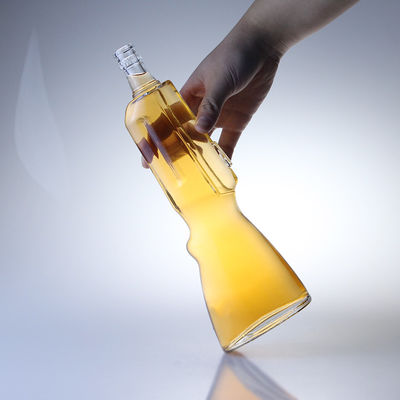 500 ml garrafa de vidro de uísque arma forma molde aberto 700 ml garrafa de vodka para a indústria de bebidas