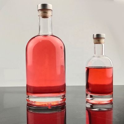 Garrafa de vidro global clássica redonda 70cl 75cl para bebidas alcoólicas com logotipo personalizado