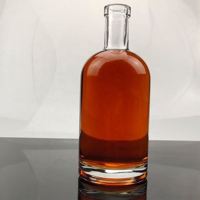 Garrafa de vidro global clássica redonda 70cl 75cl para bebidas alcoólicas com logotipo personalizado
