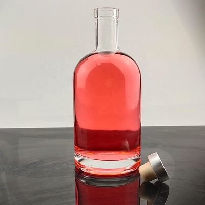 Garrafa de vidro global clássica redonda 70cl 75cl para bebidas alcoólicas com logotipo personalizado