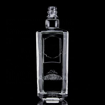750ml 75cl Super Flint Quadrado Garrafa de vidro em relevo com tampa de parafuso Rum Vodka Whisky