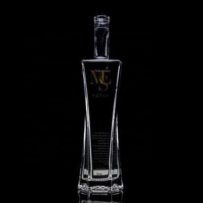 Botella de vidro Super Flint de 750 ml de espelho quadrado com cortiça para rum Vodka Whisky