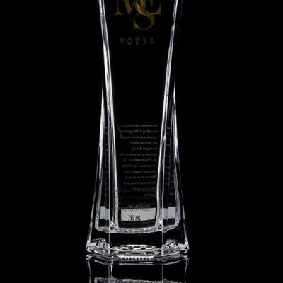 Botella de vidro Super Flint de 750 ml de espelho quadrado com cortiça para rum Vodka Whisky