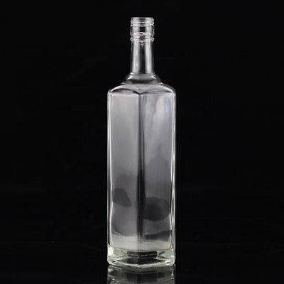 Garrafa de licor vazia de corpo de vidro 500 ml 750 ml para bebidas espirituosas destiladas de alta qualidade