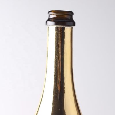 Garrafas de vidro de champanhe de ouro personalizadas com tampa de plástico para material de corpo de vidro